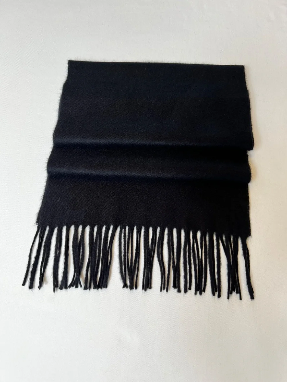 *FIRM PRICE* Cashmere Black Fringed Scarf Made in Germany